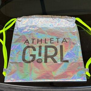Athleta Holographic Drawstring Backpack with Neon Accents